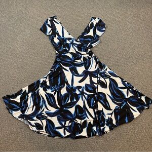 Maggy London Blue and Black Floral Dress